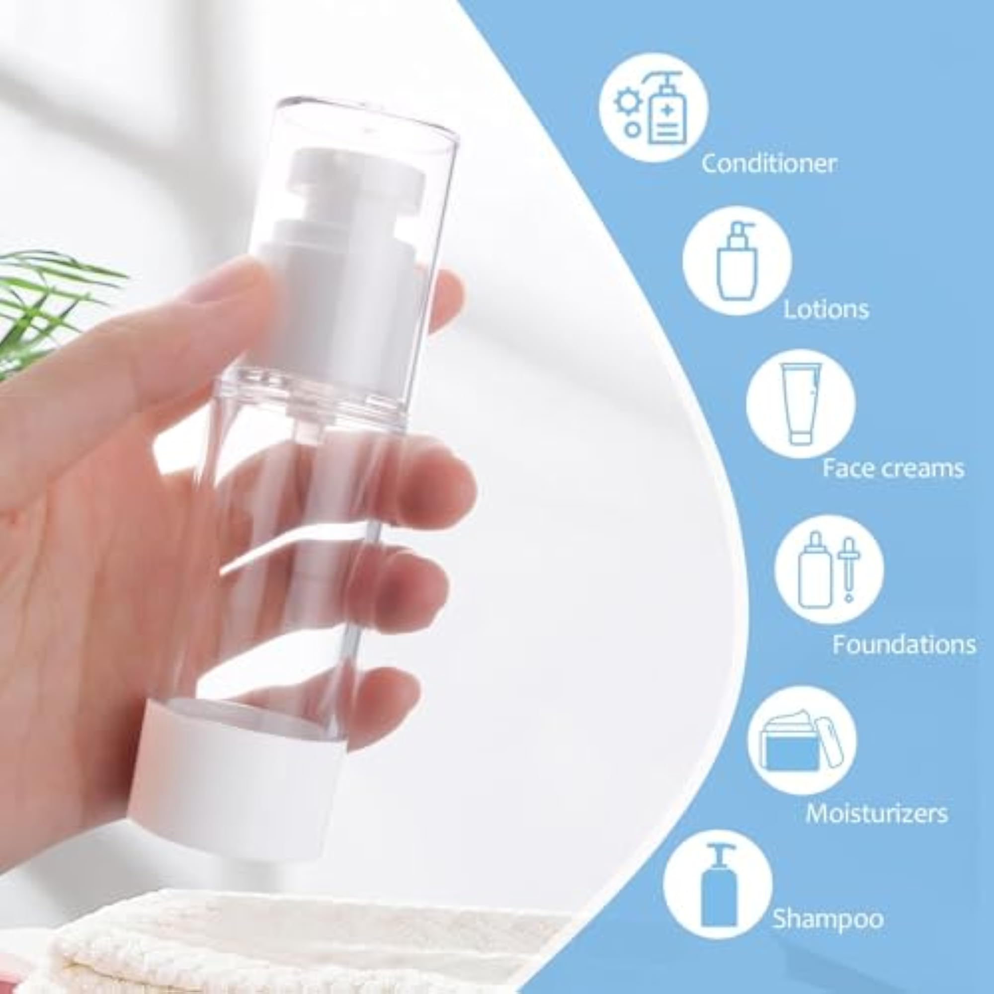 50ML Airless Lotion Pump Bottle, Transparent